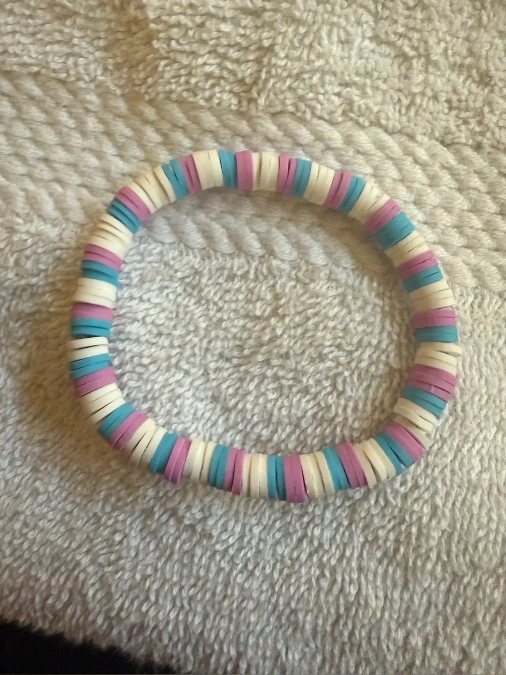 Kids Multicolor Stretch Disc Bead Bracelet - Pink, Blue & Cream